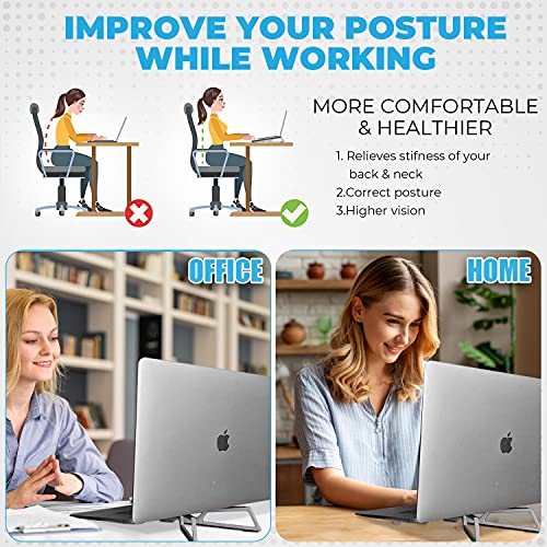 FlexVerk-Portable-Laptop-Riser-Stand-Lightweight-Adjustable-Computer-Holder-Ergonomic-Foldable-Compatible-with-Apple-MacBook-Pro-Air-HP-Dell-Tablet-More-10-16-Notebooks-Silver