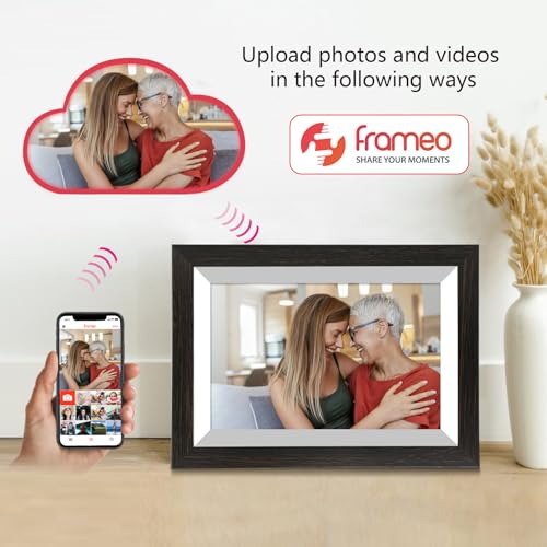 Image of Akimart 32GB 10.1 Inch Wood Digital Photo Frame 1280x800 IPS LCD Touch Screen,Smart WiFi Digital Picture Frame, Auto-Rotate Portrait and Landscape, Share Moments Instantly via Frameo App from Anywhere