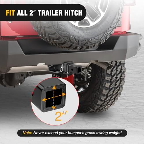 Image of Nilight Trailer Hitch Receiver Adapter Reducer Sleeve 2 to 1-1 /4 Inch with 5 /8 inch Hitch Pin and Clip Hitches Towing Accessories for Tractor Bucket RV UTV Truck Bike Rack Cargo Carriers Carbon Steel