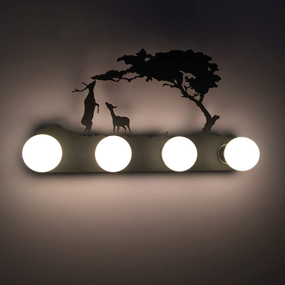 KWOKING Lighting Industrial Elk Pattern Wall Sconce 4 Lights Linear Vanity Lights 22.83inch Loft Style Hanging lamp Creative Kids Lamp for Coffee Shop Aisle Bedroom in Black