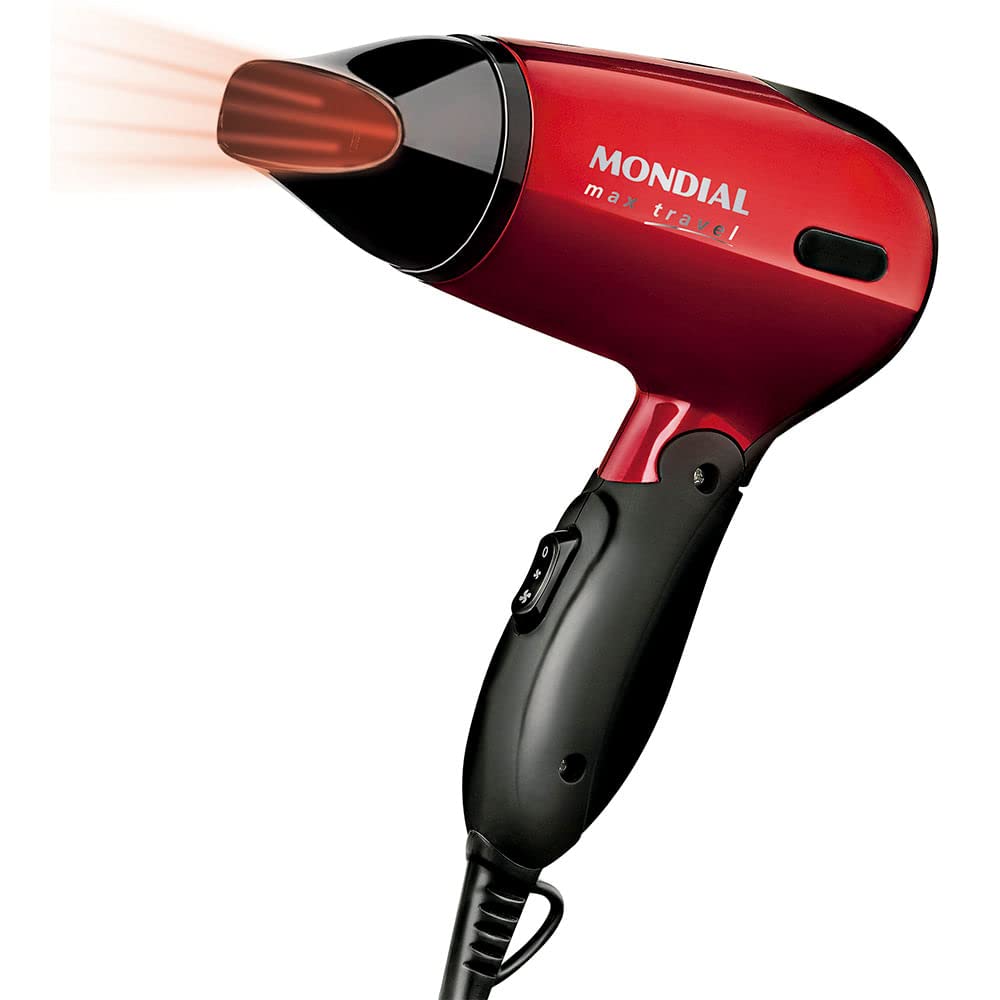 Secador Mondial Max Travel Bivolt PretoVermelho 1200W - SC-10