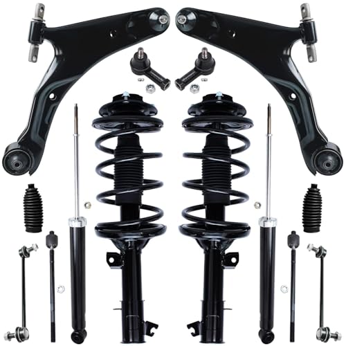 Image of Detroit Axle - Front End Kit for 2001-2006 Hyundai Santa Fe 2002 2003 2004 2005, 2 Struts Coil Spring 2 Lower Control Arms Ball Joint 4 Tie Rods 2 Sway Bars 2 Boots 2 Rear Shock Absorbers Replacement