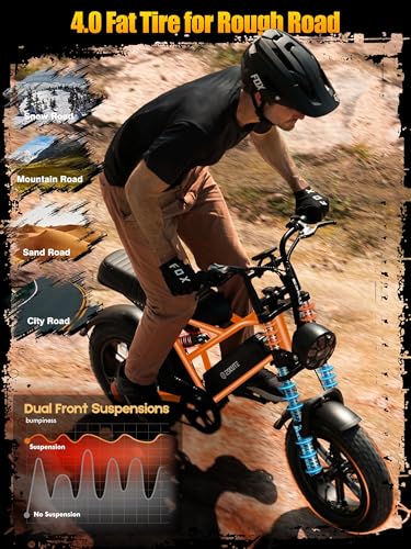Image of 1500W Peak Electric Bike for Adults, 28MPH 48V 13Ah Removable Battery, 60 Mile Range, 16 inchx4.0 inch Fat Tire, 7-Speed E-Bike with Dual Suspension - Commuter Ebike for Men & Women