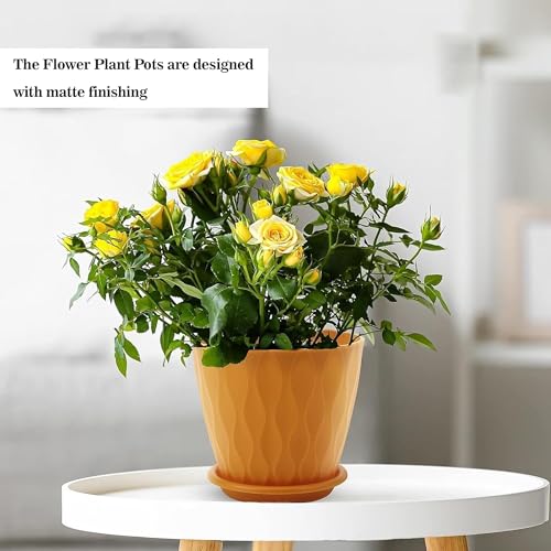 Image of Sulfar Plastic Round Flower Pots for Home Planters, Terrace, Garden Etc Suitable for Home Indoor & Outdoor Gardening Plants (Multicolor) Pack of 5
