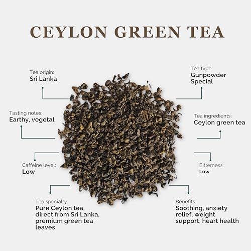 Image of Ceylon Green Tea 100g (50 Cups) - Direct from Sri Lanka, Loose Leaf, Single Garden, High Grown, Antioxidant Rich, Delicately Smooth, Best for Weight Loss & Heart Health | SVAMINGO