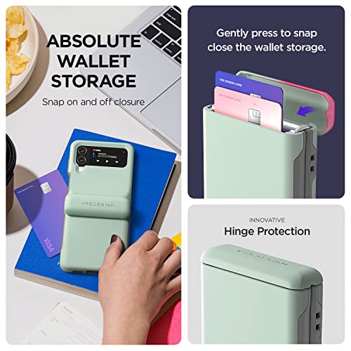 Vrs Design Terra Guard Modern Go Phone Case For Galaxy Z Flip 4 5G (2022), Premium Modern Neat Style Spring-Loaded Hinge Cover Wallet Case (Marine Green) #TOP1