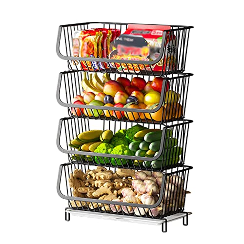 ZOLPINL Cesta de Frutas de 2 Niveles, Soporte para frutero, Cesta de Pan, Estante para Verduras, cestas de Almacenamiento de Alambre de Metal, Soporte de Fruta Desmontable para Frutas, Ver