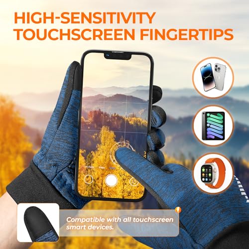 Image of rivmount Lightweight Winter Running Gloves, Touch Screen & Anti-Slip Warm Thermal Glove Liners, Cool Weather Driving Cycling Hiking Biking Walking Sporting for Women Men
