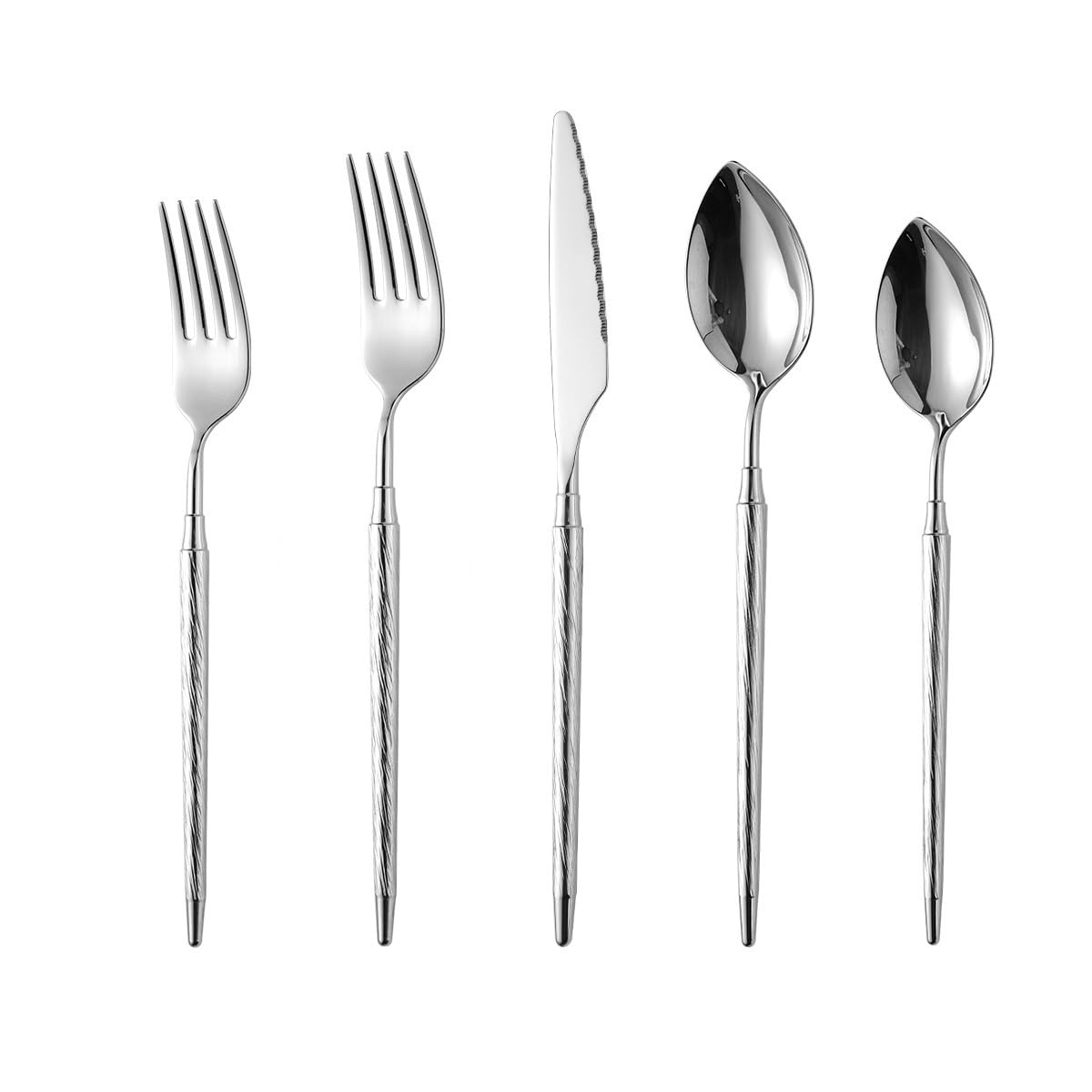 60Pcs Cutlery Sets Flatware Set For 12 Utensils Set Spoons And Forks Set Cutlery Set,Luxury Unique Utensil For Home Hotel Wedding Dishwasher Safe Christma,Silver-20 ,Silver-60 Piece Service for 12