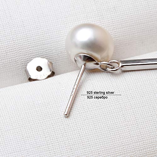 LLXYWJ Perle, Perle mit 925 Sterling Ohrringe, Hochzeitstag Schmuck Frauen weiße Ohrringe Mädchen Geschenk