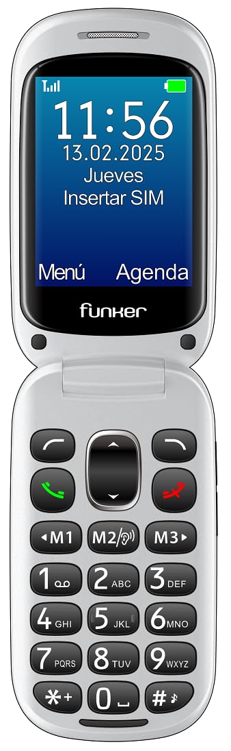 Funker E350 MAX Audio 3 Plus 4G, Teléfono Móvil con Tapa para Mayores, Pantalla Grande 2,8” y Pantalla Externa, Teclas Grandes, Audio Pro Compatible con Audífonos, Base de Carga, Botón SOS, Rojo