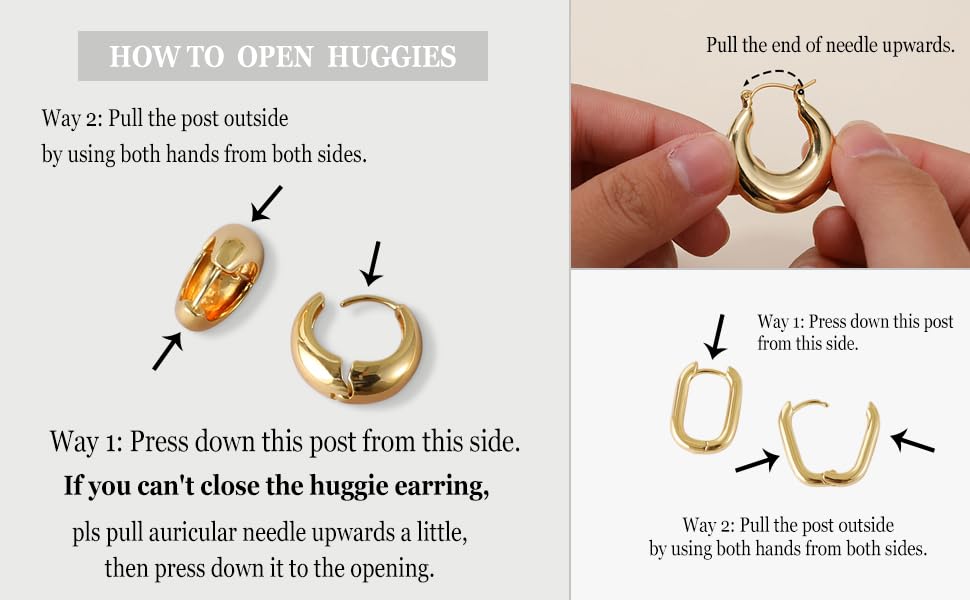 ASCOMY 3 Pairs Gold Hoop Earrings for Women Gold Earrings Set Twisted Huggie Hoops Earrings 14K Gold/White Gold Plated Lightweight Hypoallergenic Chunky Open Hoop Earrings Set Jewelry Gifts for Women 5