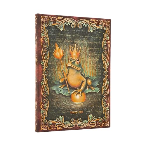 Paperblanks | 2026 Los hermanos Grimm, El príncipe rana | Colección Cuentos Populares | 13 Meses | Midi | Apaisado | Cierre con Banda Elástica | 160 Pg | 100 GSM