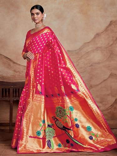 Image of EthnicJunction Women's Silk Blend Woven Paithani saree With Blouse Piece | Wedding Saree | Heavy Saree