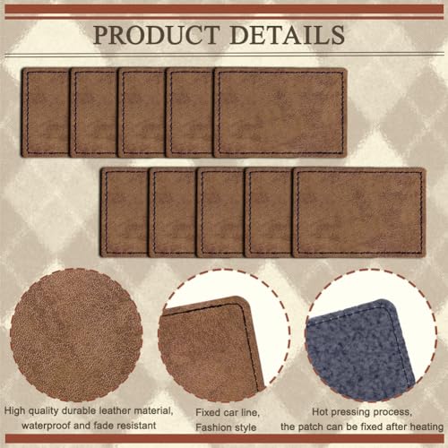 Patchs vierges en similicuir rustique Glowforge x60 rectangulaires marron pour chapeaux - 4
