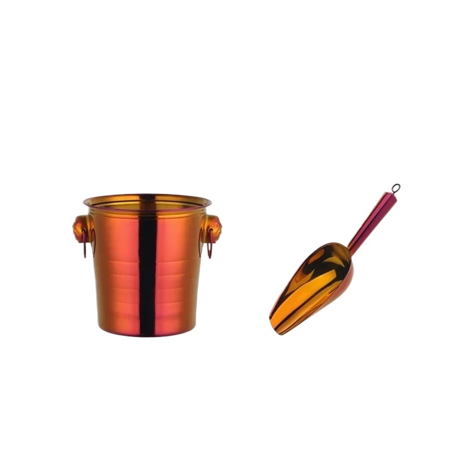 Generisch Goldener, Dicker Eiswürfelbehälter aus Edelstahl mit Eisschaufel(As Shown 2pcs-2)