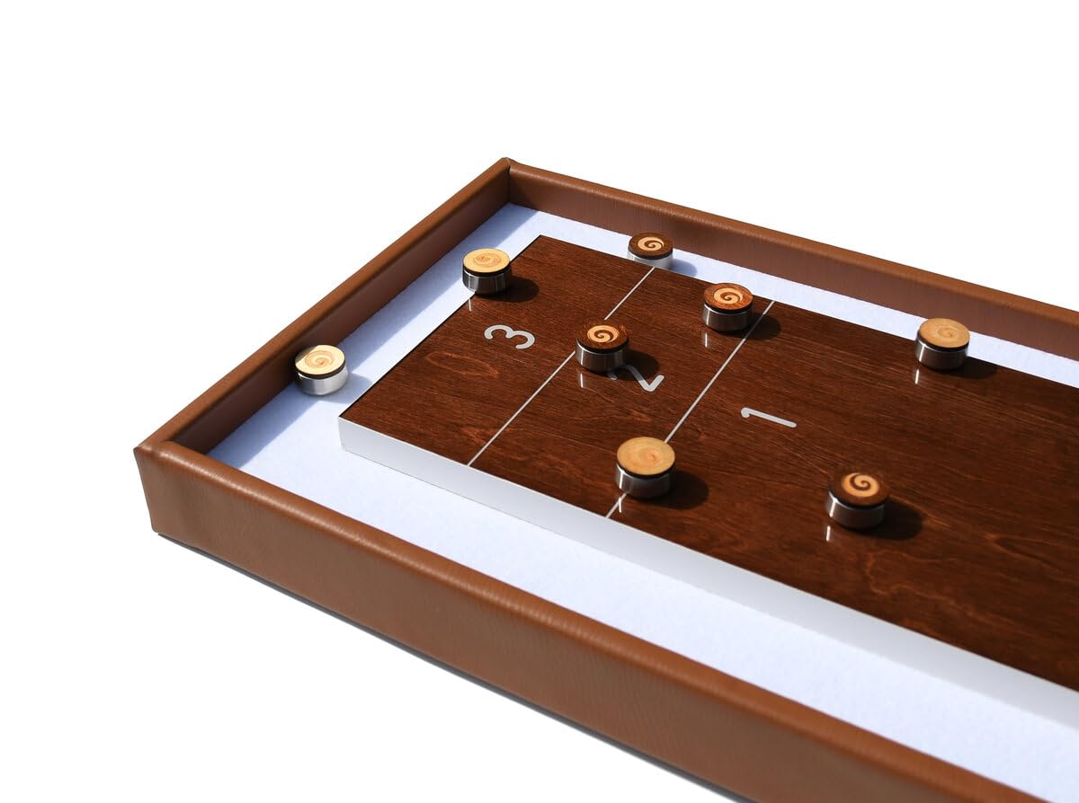 Masters Table Shuffleboard - Walnut with Cognac Rim