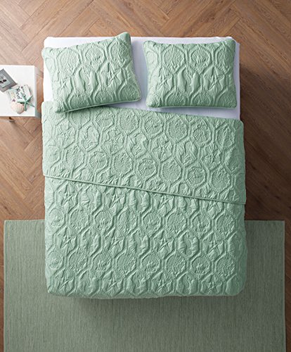 Vcny Home - Queen Pinsonic Quilt Set, 3-Piece Bedding With Matching Shams, Coastal Room Decor (Shore Green, Queen) #TOP27