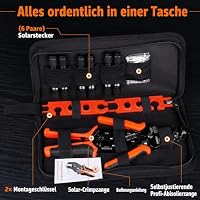 PEBA Crimpzange Solarstecker Set für 1.5-2.5/4/6mm² Solarpanel PV Kabel, mit Male/Female Solarpanel Stecker, Schraubenschlüssel für Solarstecker, Crimper für Solaranlage Photovoltaik, Abisolierzange – Ansicht 8