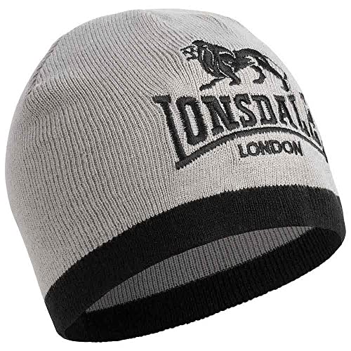 Lonsdale Unisex Beanie Levedale, Farbe:Grey/Black, Größe:one Size