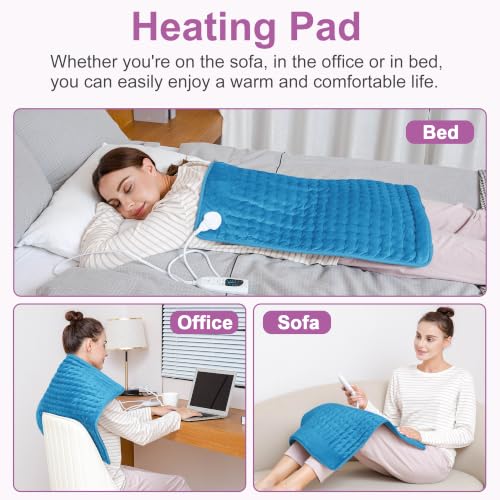 Image of Heating Pad,Electric Heating Pads,Heating Pad for Back,Blue,24x20 Inch | Heating Pads for Shoulder,Neck,Abdomen,Knee,Arms,Legs,Heat Pad for Birthday Father Mother Gift Women Men,6 Heat Settings