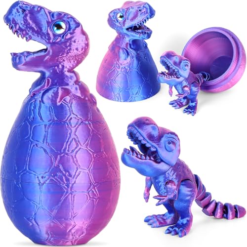 ISFOFO 3D Printed Dinosaur Toys Dragon Egg,Dragon Eggs with Dragon Inside,Crystal Fidget Toys, 3D Printed Dragon Egg Full Articulated Dinosaur Eggs Inside Out Toys (Rose-Blue)