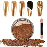 Laza Chrome Nail Powder Mirror Effect Metallic Dust Holographic Glitter Glazed Manicure Decoration Reflective Pigment for DIY Gel Polish Nail Art, Resin Craft, Gifts - Milky Brown