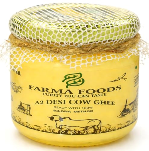 Image of FARMA FOODS A2 Desi Cow Ghee 300 ml | Bilona Method Hand Churned | Traditional Pure Natural Ghee | No Preservatives | Farm Fresh Taste | Everyday Cooking Nutrition