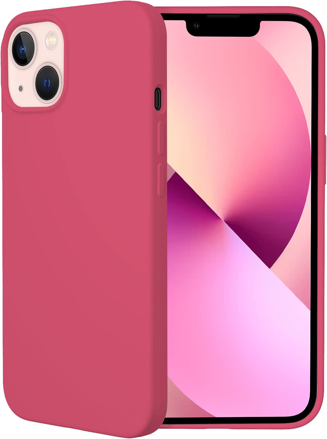DIZORO® Microfiber Candy Case Compatible for iPhone 13 6.1 inches Shockproof Slim Back Cover Liquid Silicone Case - Hibiscus