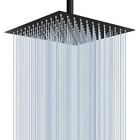 Rain Shower Head - Voolan 12 Inches Large Rainfall Shower Head Made of 304 Stainless Steel - Perfect Replacement for Your Bathroom Showerhead (12" Black) Cover