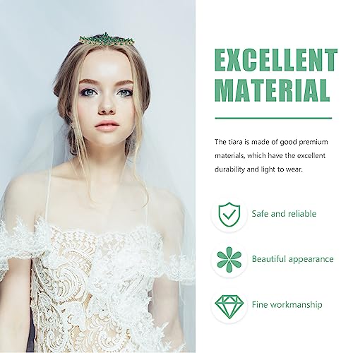 Corona de cristal para novia y tocado de princesa con tiara de diamantes de imitación verdes 6