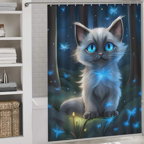 Rideau de douche chat mignon pour une salle de bain joyeuse - 2