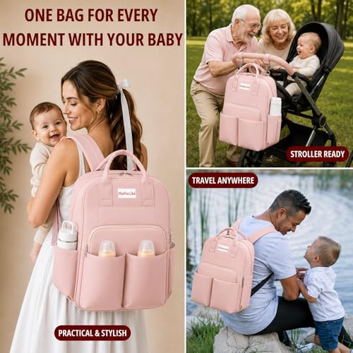 Image of Diaper Mommy Bags For Mothers for Travel - Hospital Baby Maternity Bag for Delivery Women - New Born Baby Essentials - Water-Resistant Fabric & Insulated Bottle Holders | 24 L, 15 Pockets