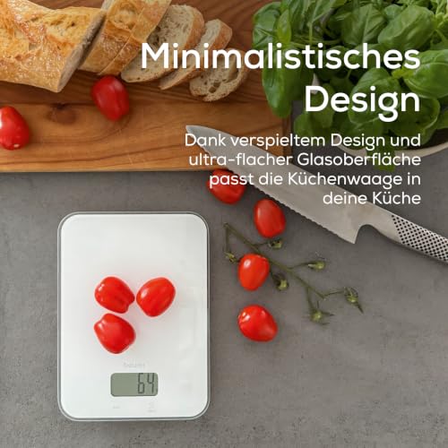 Beurer KS 19 Pure White digitale Küchenwaage, Tragkraft bis zu 5 kg (1-g-genaue Einteilung), Haushaltswaage mit Sensor-Touch… – Ansicht 5