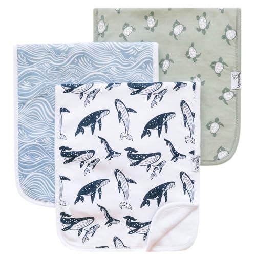 Image of Copper Pearl Premium Baby Burp Cloths - 3-Pack Large Cotton Burp Cloths, Extra Soft Spit Up Rags with 3 Absorbent Layers, Perfect for Baby Boy and Baby Girl Gifts (21" x 10" Size, Cove Set)