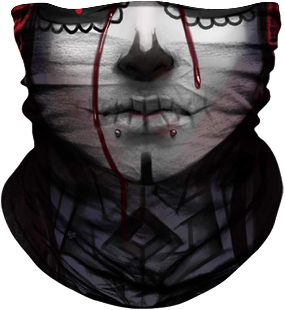 YOSUNPING Seamless Skull Skeleton Bone Neck Gaiter Neck Warmer Half Face Mask Bandana Tube Headband for Riding Cycling Bike Motorbike Motorcycle Hunting Hiking Fishing Camping #01