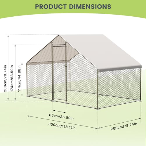 image for GarveeLife Large Metal Chicken Coop, Chicken Coop Run, Outdoor Chicken