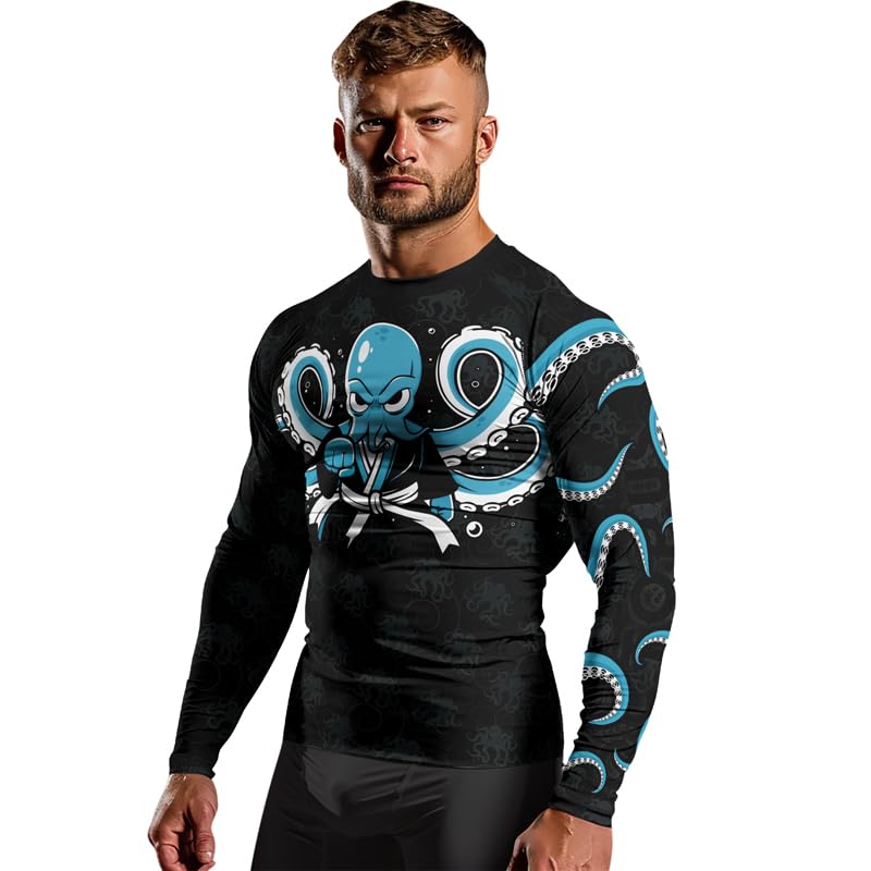 Octopus Men's No-Gi Rash Guard – Long Sleeve Compression Fit Top for BJJ Jiu Jitsu MMA Grappling4