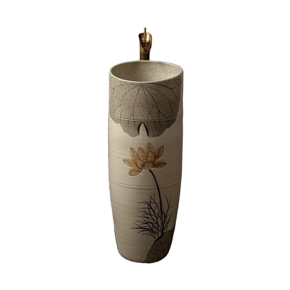 Zhaoj24-05 One Color Pedestal Sink Ceramic Wash Basin With Faucet And Drain Outdoor Garden One Piece Pedestal Sink
