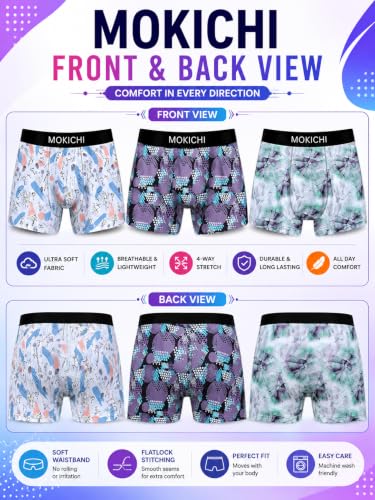 Image of Men's Printed Boxer Briefs | Comfortable Trunk-Style Innerwear with Elastic Waistband | Multicolor Pack of 3
