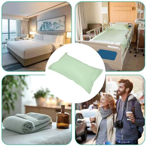 Image of Disposable Pillow Case Covers(Pack of 100),Bulk Pillow Cases for Medical Hospital Travel,Paper Pillow Cases Disposable 21 inch Width x 30 inchLength (Green)