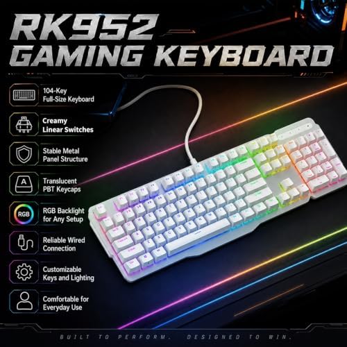 RK ROYAL KLUDGE RK952 Wired Mechanical Gaming Keyboard, Aluminum Plate - 1
