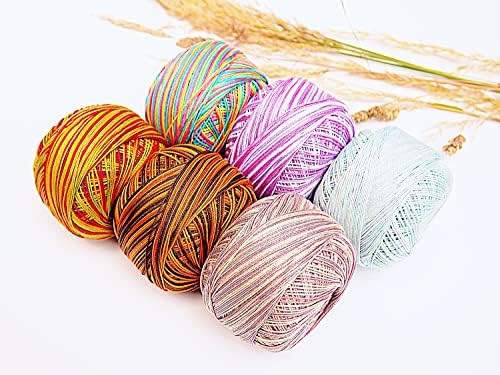 Ariadna Gradient Crochet Cotton Size 10 Gradient Ball Yarn 306yd / 280m Quality Thread 50g Multi Colours (Funky 204), Green