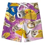 ALISISTER Little Boys Swim Trunks Size 6 Toddler Kids Taco Pizza Cat Novelty Swimwear Quick Dry Funn