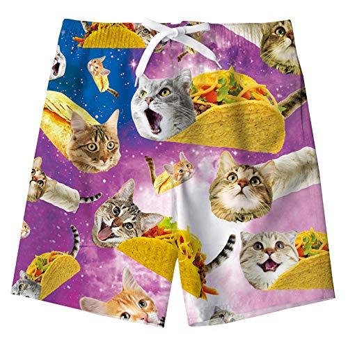 Alisister Big Boys Swim Trunks Size 10-12 Kids Taco Pizza Cat Beach Board Shorts Novelty Swimwear Quick Dry Funny Bathing Suit Mesh Lining Summer Hawaiian Tropical Pockets Clothing 11 Year Old Yellow #TOP17