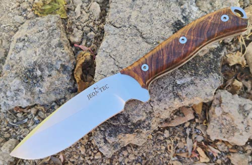 JEO-TEC Nº9 Bushcraft Survival Hunting Camping Knife, MOVA Stainless Steel, 11" Overall, Cocobolo Wood Handle, Multi-positioned Leather Sheath, Handmade - Thumbnail 7
