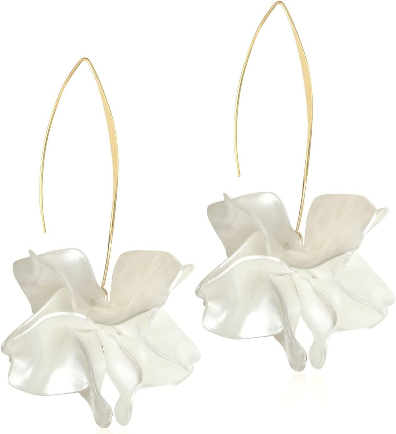 Boho Rose Petal Dangle Resin Earrings - Long Drop Acrylic Tiered Flower Earrings - Statement Exaggerated Floral Tassel Earrings for Women and Girls