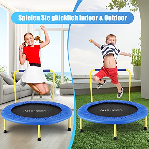 ANCHEER Kindertrampolin Trampolin Kinder Indoor Mit Haltegriff,Minitrampolin Durchmesser Ca. 91cm, Belastung Bis 75kg – Bild 3