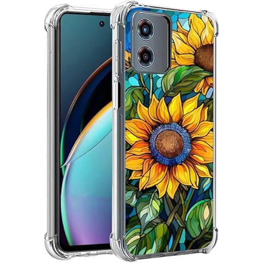 Bereajoy Capa para Moto E14, Motorola E14 2024. Borracha macia TPU quatro cantos reforçada anti-queda capa de celular para Motorola Moto E14 2024 (girassol-1)