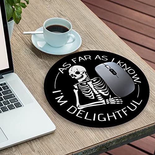 Image of Skeleton Skull Round Mouse Pad 8.6 x 8.6 Inch, Cute Funny Mousepad for Laptop Gaming Women, with Stitched Edge Non-Slip Rubber Base, Home Office Decor Desk Accessories